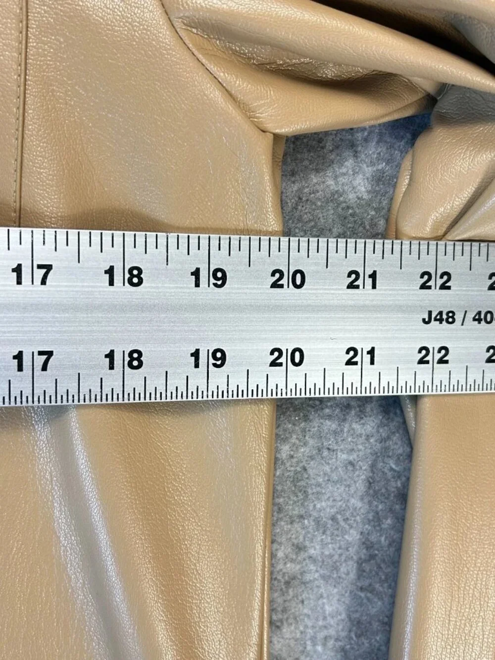 Good American Soft Leather Shacket Jacket Womens 3 Tan Snap‎ Closer Relaxed Fit